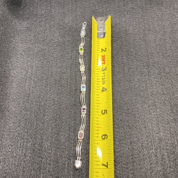 925 Sterling Silver multi-colored stone wave bracelet - Picture 3 of 5